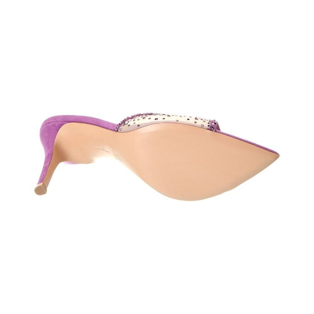 Gianvito Rossi Purple and Beige Crystal-Embellished Mules - Picture 4 of 5